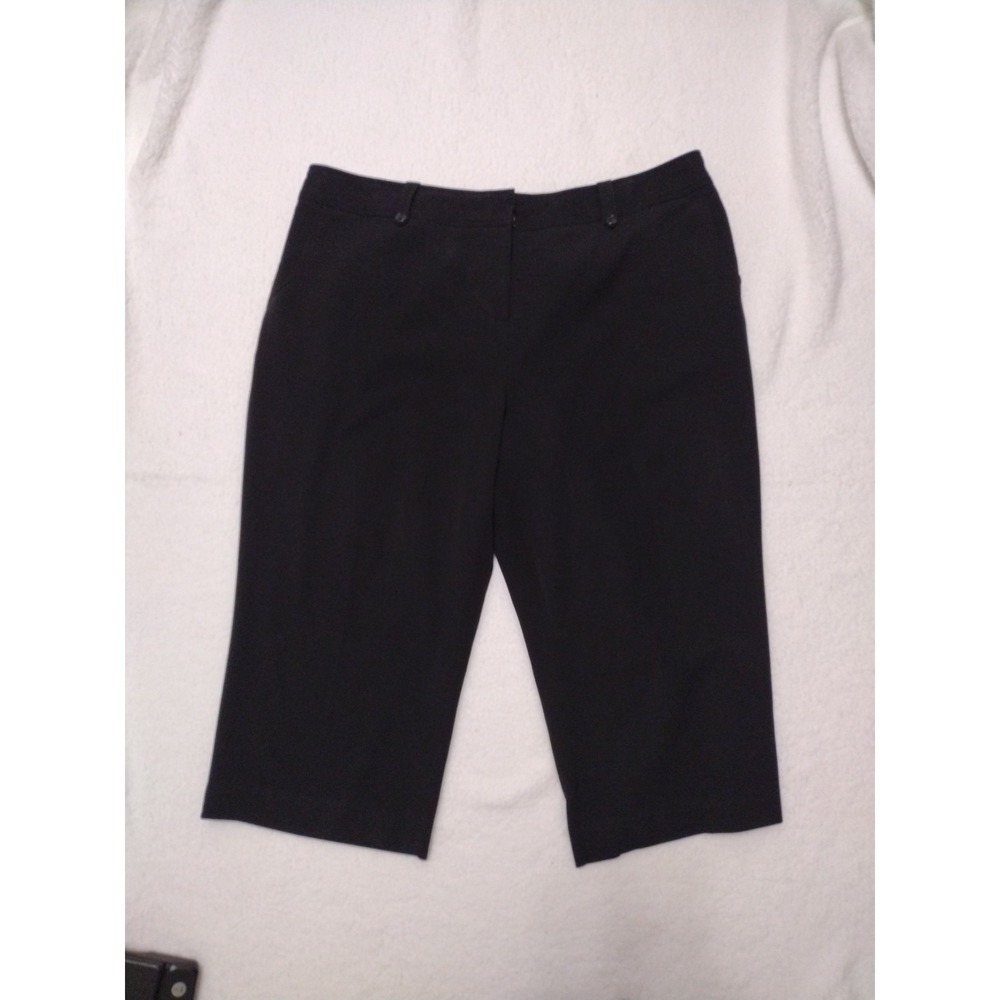 Worthington Capri Pants Woman 20 W Black Dressy Pants Pockets Stretch Office - Picture 2 of 7